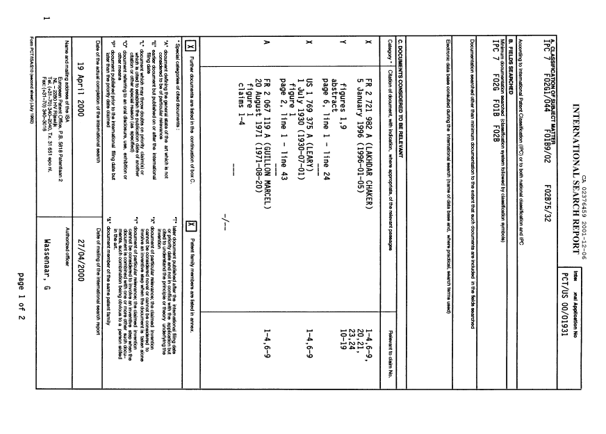 Document de brevet canadien 2376459. PCT 20001206. Image 2 de 4