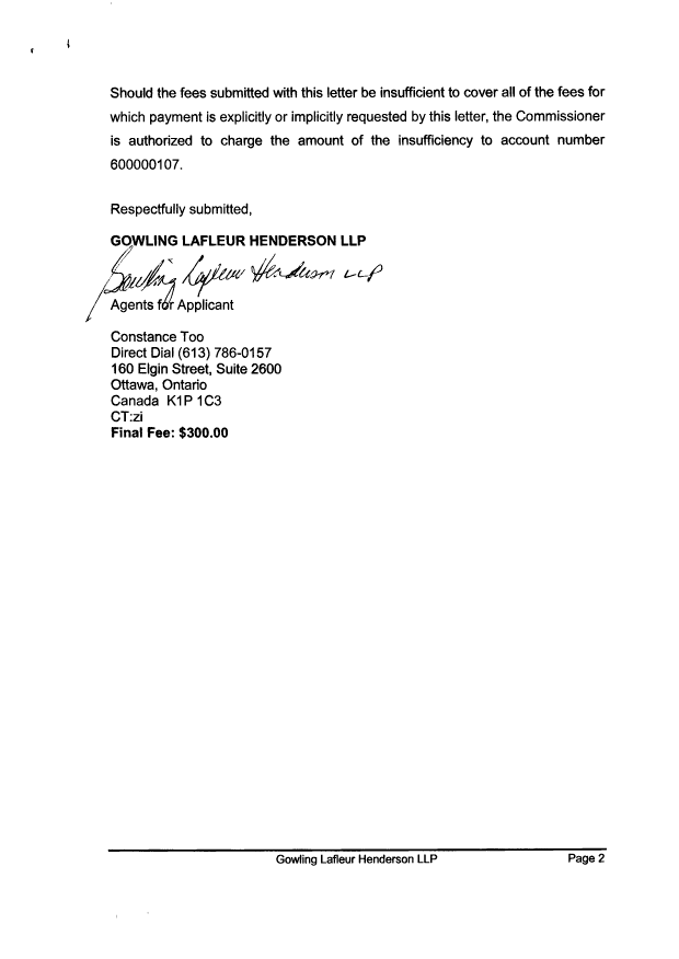 Document de brevet canadien 2376459. Correspondance 20090219. Image 2 de 2