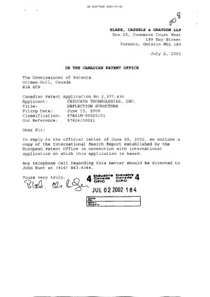 Document de brevet canadien 2377430. Poursuite-Amendment 20020702. Image 1 de 1