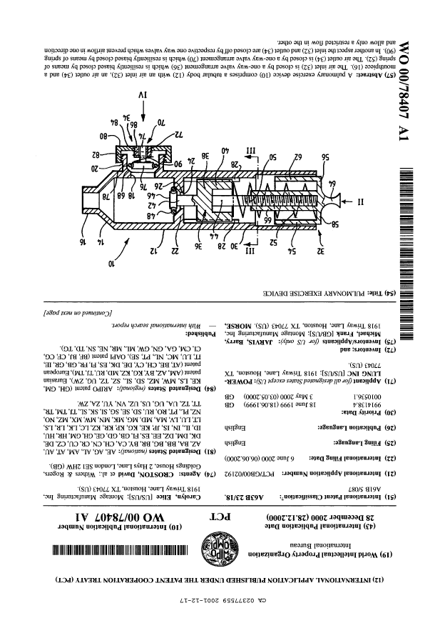 Canadian Patent Document 2377559. Abstract 20011217. Image 1 of 2