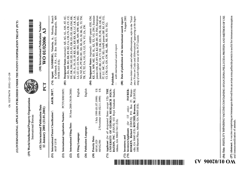 Document de brevet canadien 2378478. Abrégé 20001228. Image 1 de 1