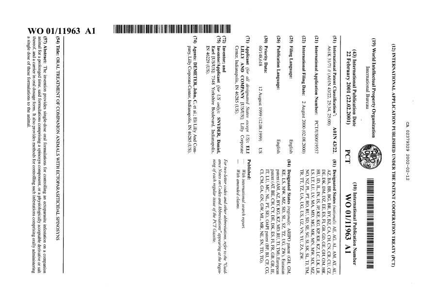 Document de brevet canadien 2379329. Abrégé 20020212. Image 1 de 1