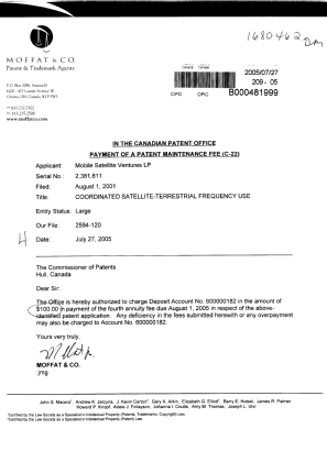 Document de brevet canadien 2381811. Taxes 20050727. Image 1 de 1