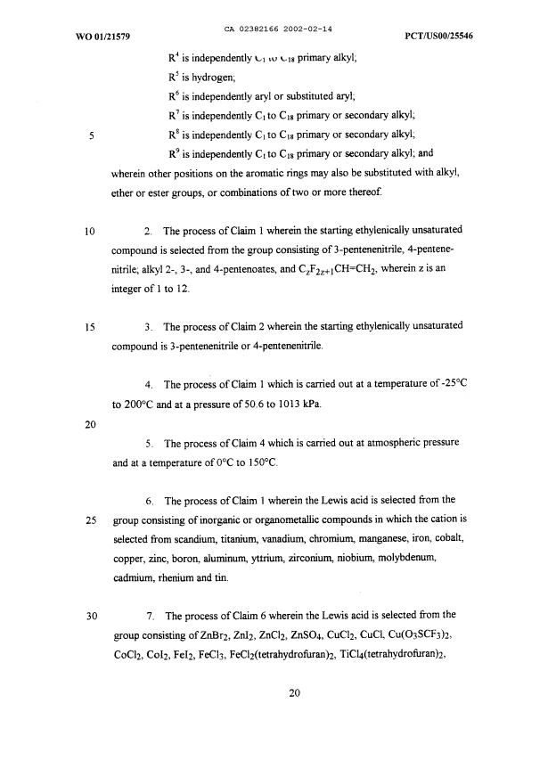 Document de brevet canadien 2382166. Revendications 20020214. Image 2 de 4