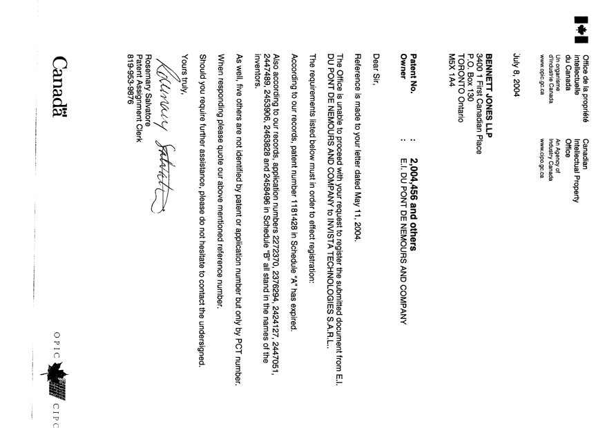 Document de brevet canadien 2382166. Correspondance 20040708. Image 1 de 8