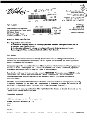 Document de brevet canadien 2382166. Cession 20090415. Image 1 de 15