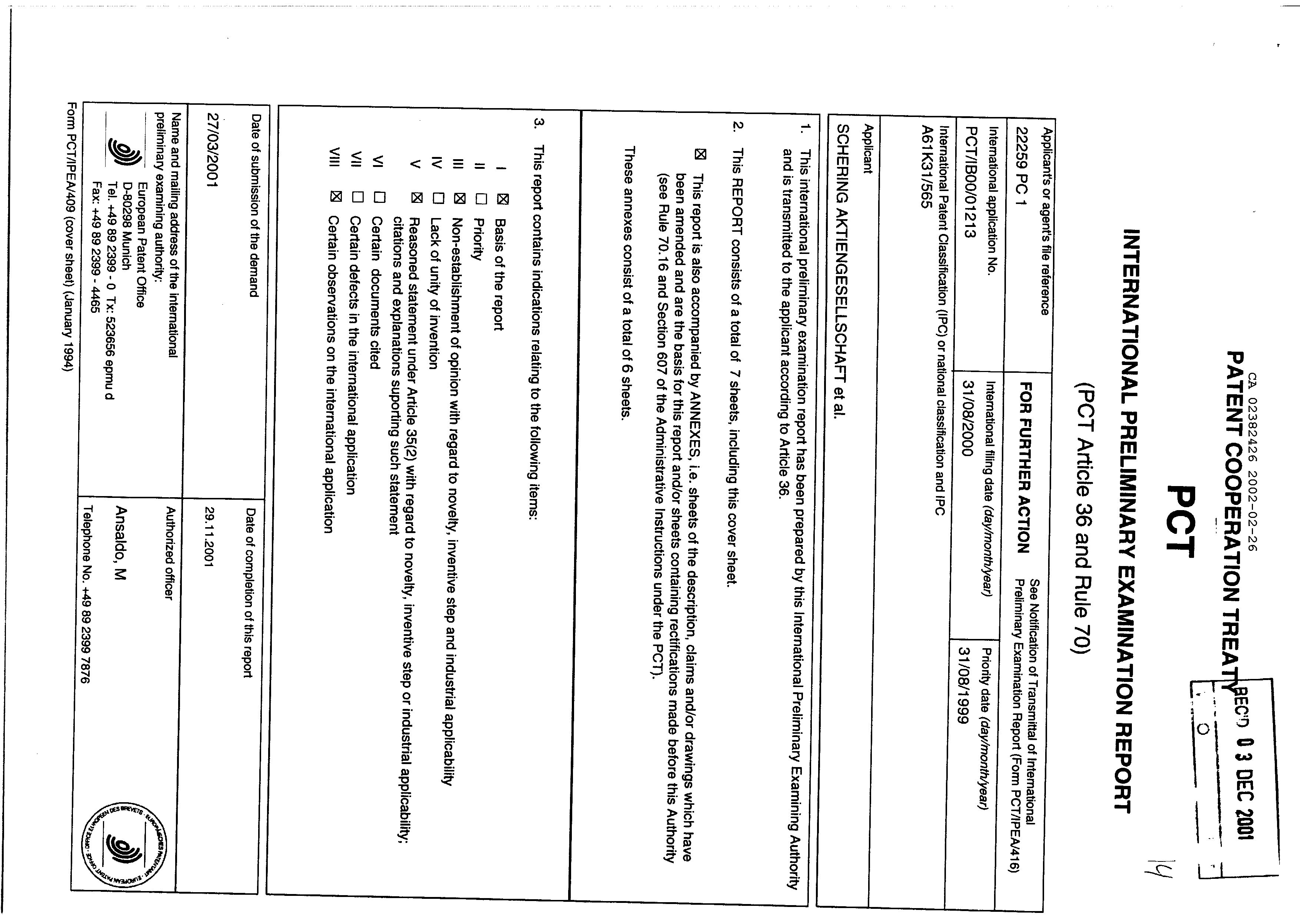 Canadian Patent Document 2382426. PCT 20011226. Image 2 of 20
