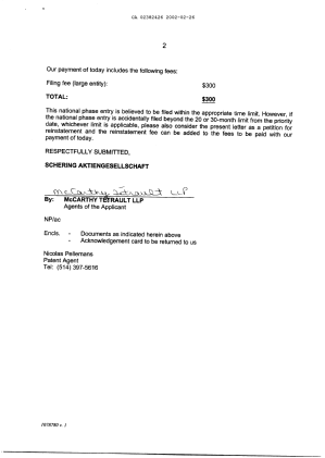Document de brevet canadien 2382426. Cession 20011226. Image 2 de 4