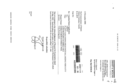 Canadian Patent Document 2382767. Prosecution-Amendment 20061115. Image 1 of 1
