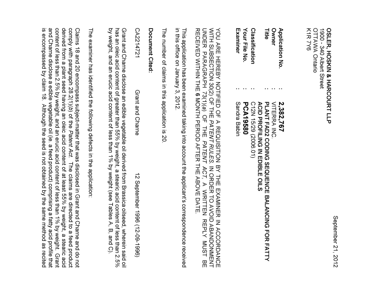 Document de brevet canadien 2382767. Poursuite-Amendment 20120921. Image 1 de 2