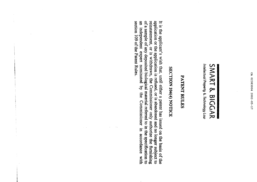 Document de brevet canadien 2383004. Poursuite-Amendment 20020517. Image 1 de 1