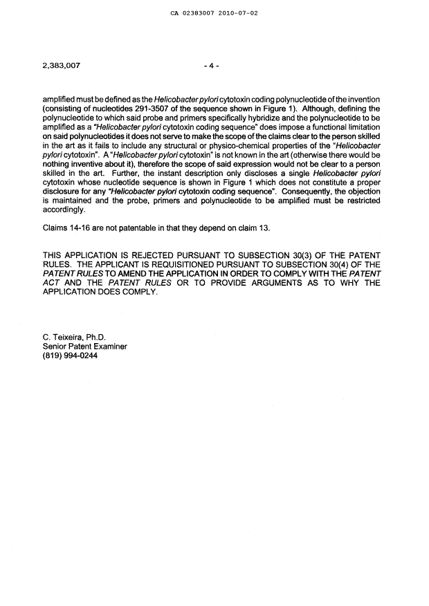 Document de brevet canadien 2383007. Poursuite-Amendment 20100702. Image 4 de 4