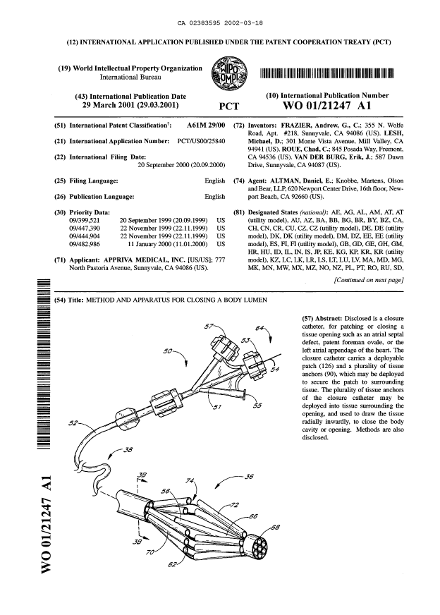 Document de brevet canadien 2383595. Abrégé 20020318. Image 1 de 1