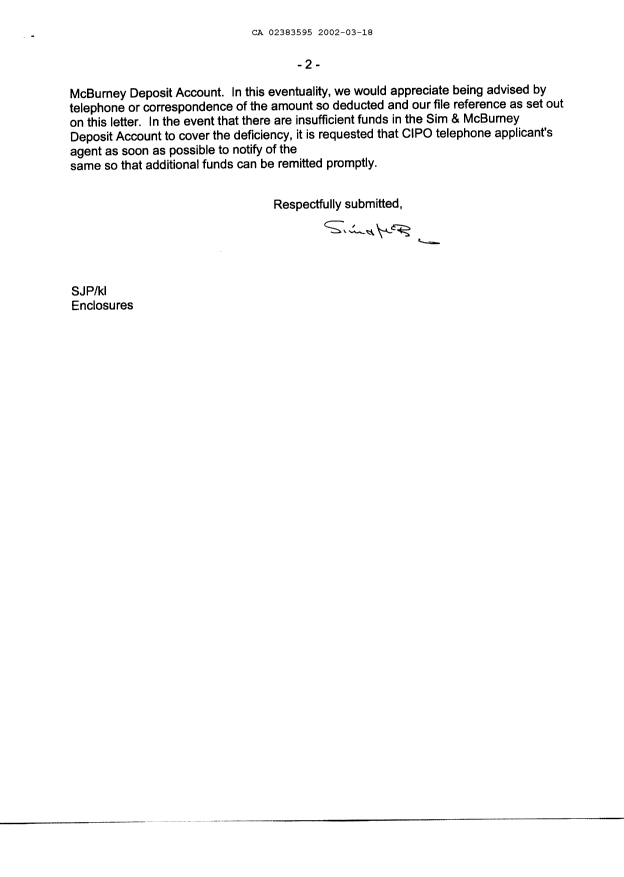 Canadian Patent Document 2383595. Assignment 20020318. Image 2 of 3