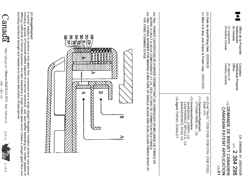 Canadian Patent Document 2384298. Cover Page 20031001. Image 1 of 1