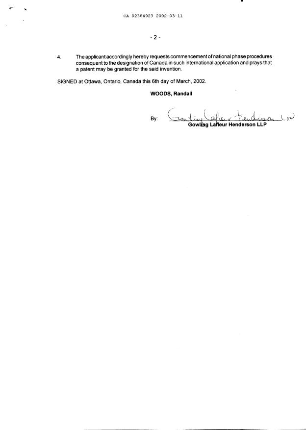 Document de brevet canadien 2384923. Cession 20020311. Image 3 de 3