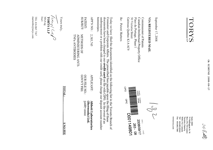 Canadian Patent Document 2385745. Prosecution-Amendment 20071217. Image 1 of 74