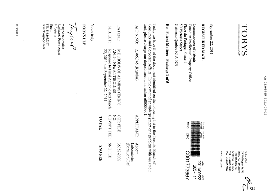 Document de brevet canadien 2385745. Poursuite-Amendment 20101222. Image 1 de 38