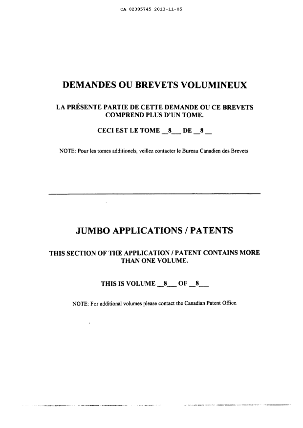 Document de brevet canadien 2385745. Poursuite-Amendment 20121205. Image 1 de 168