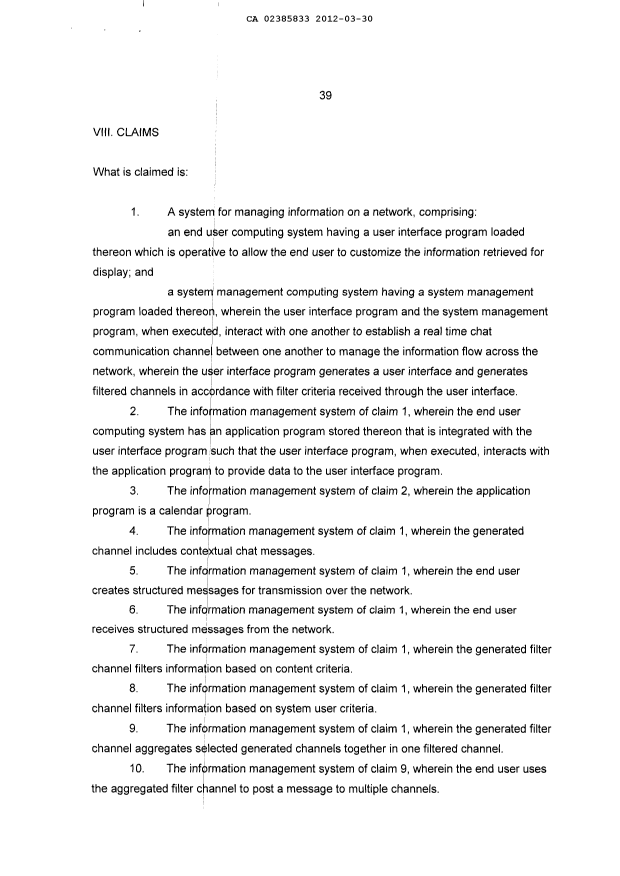 Document de brevet canadien 2385833. Revendications 20120330. Image 1 de 3