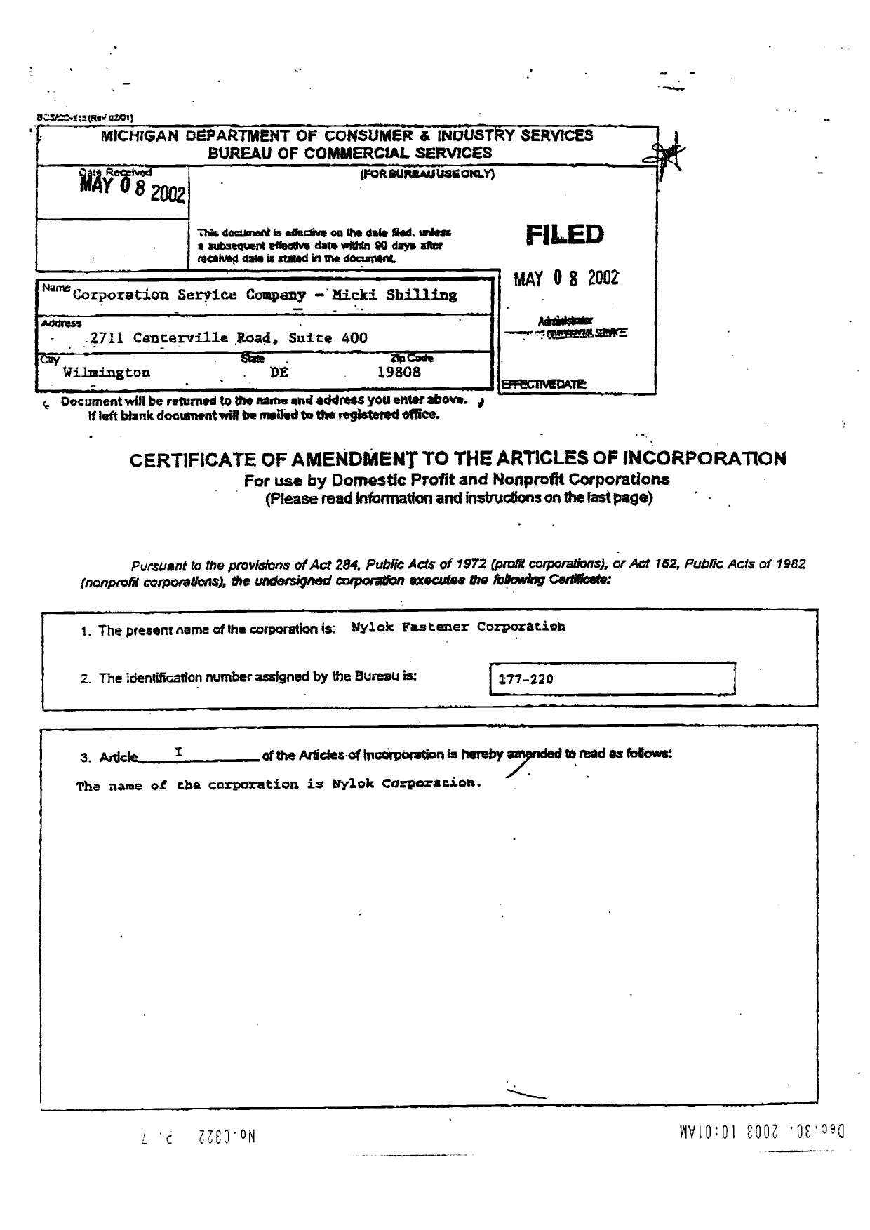 Canadian Patent Document 2386733. Assignment 20031230. Image 2 of 5