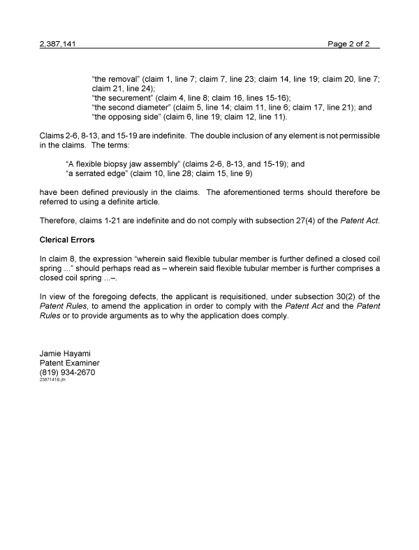Document de brevet canadien 2387141. Poursuite-Amendment 20050126. Image 2 de 2