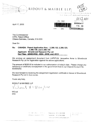 Canadian Patent Document 2388125. Assignment 20030417. Image 1 of 3