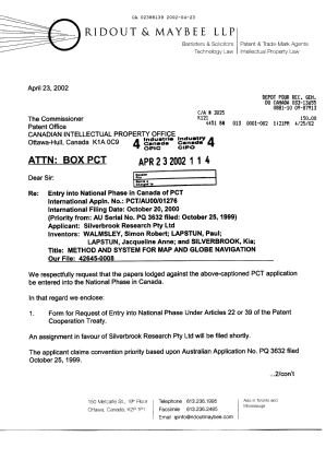 Document de brevet canadien 2388139. Cession 20020423. Image 1 de 4