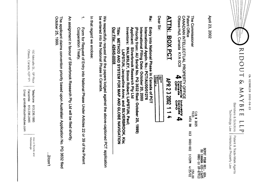 Document de brevet canadien 2388139. Cession 20020423. Image 1 de 4