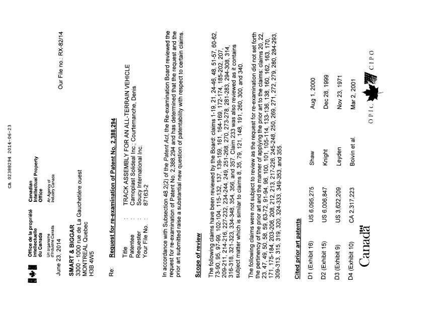 Canadian Patent Document 2388294. Prosecution-Amendment 20131223. Image 1 of 8