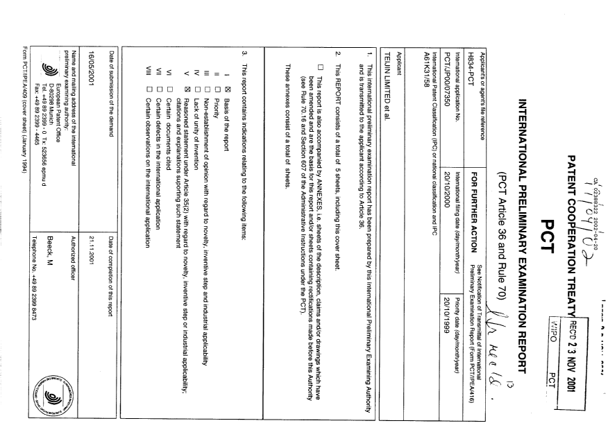 Document de brevet canadien 2388322. PCT 20020420. Image 1 de 5