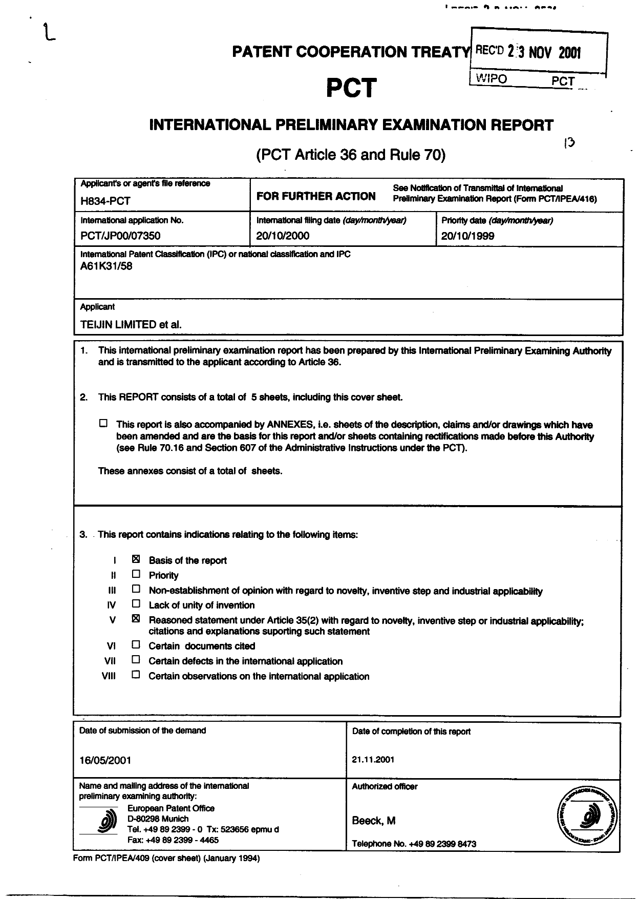 Document de brevet canadien 2388322. PCT 20020420. Image 1 de 5