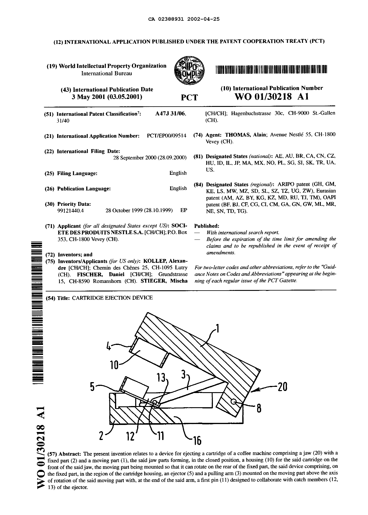 Document de brevet canadien 2388931. Abrégé 20020425. Image 1 de 1