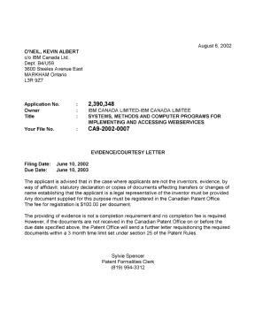 Document de brevet canadien 2390348. Correspondance 20020730. Image 1 de 1