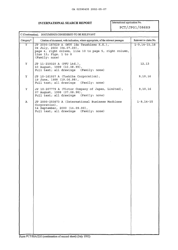 Document de brevet canadien 2390435. PCT 20011207. Image 2 de 5