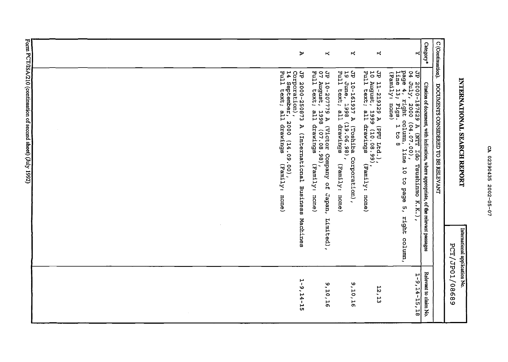 Canadian Patent Document 2390435. PCT 20011207. Image 2 of 5