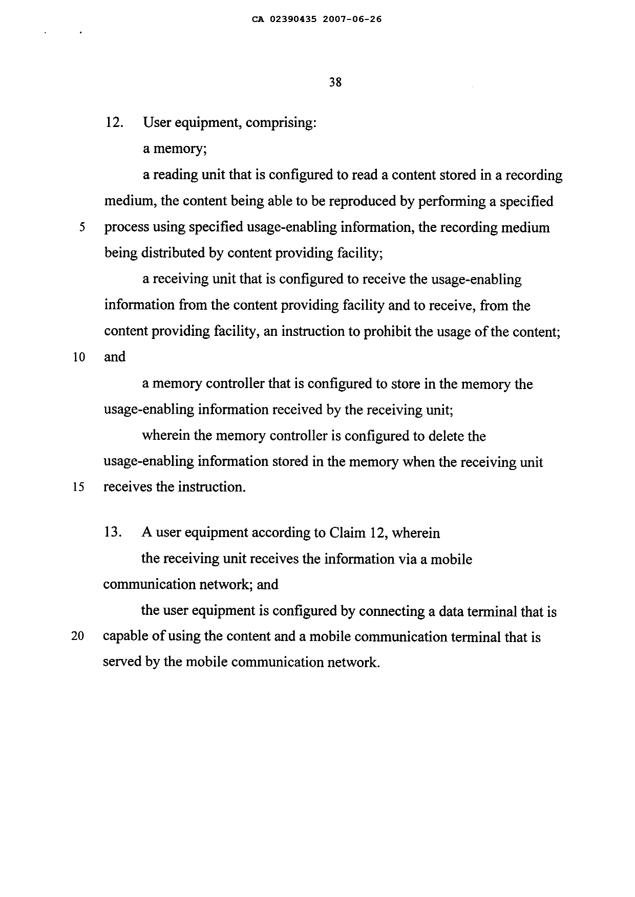 Document de brevet canadien 2390435. Poursuite-Amendment 20061226. Image 9 de 10