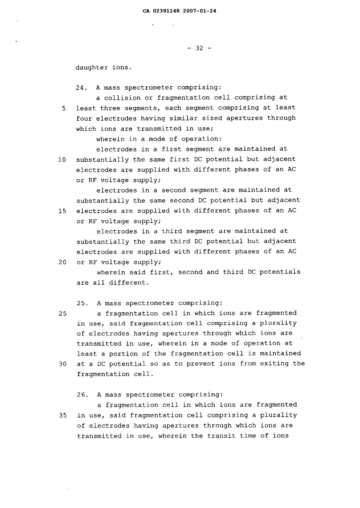 Canadian Patent Document 2391148. Prosecution-Amendment 20070124. Image 7 of 7