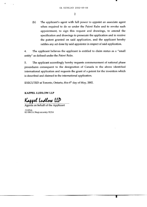 Canadian Patent Document 2391163. Assignment 20020506. Image 3 of 3