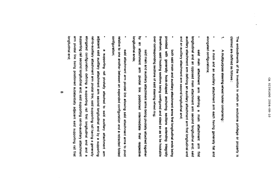Document de brevet canadien 2391490. Revendications 20031210. Image 1 de 2