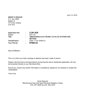 Document de brevet canadien 2391829. Correspondance 20100414. Image 1 de 1