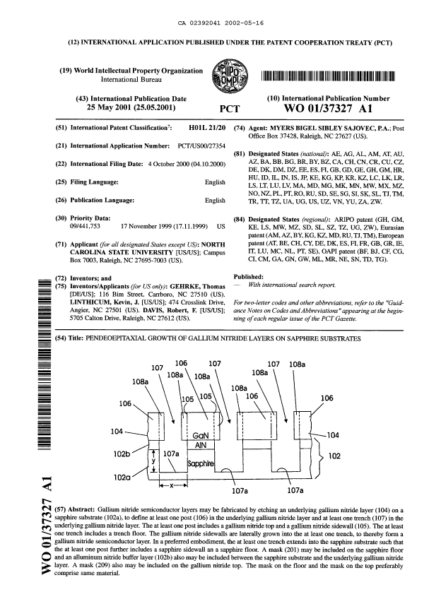 Document de brevet canadien 2392041. Abrégé 20020516. Image 1 de 1