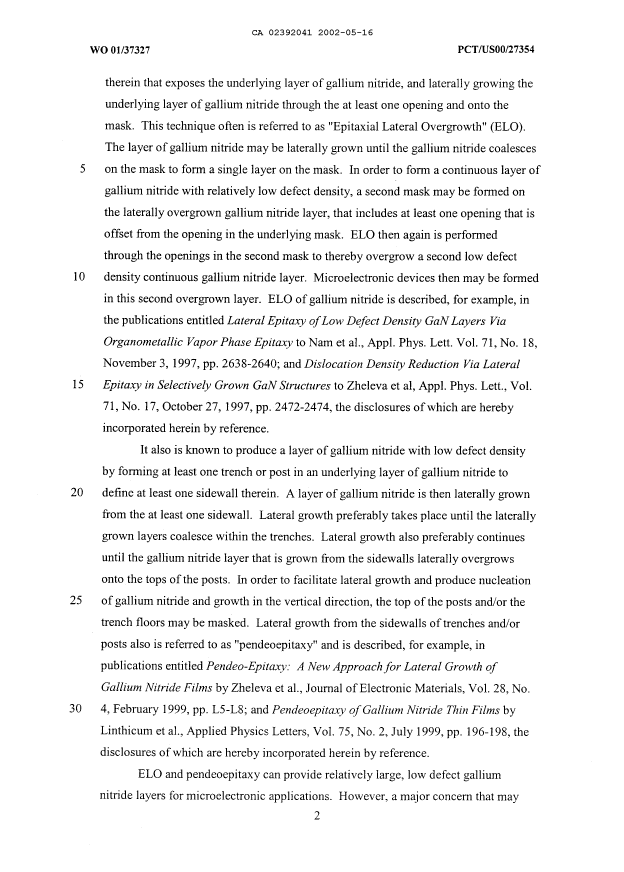Document de brevet canadien 2392041. Description 20020516. Image 2 de 14
