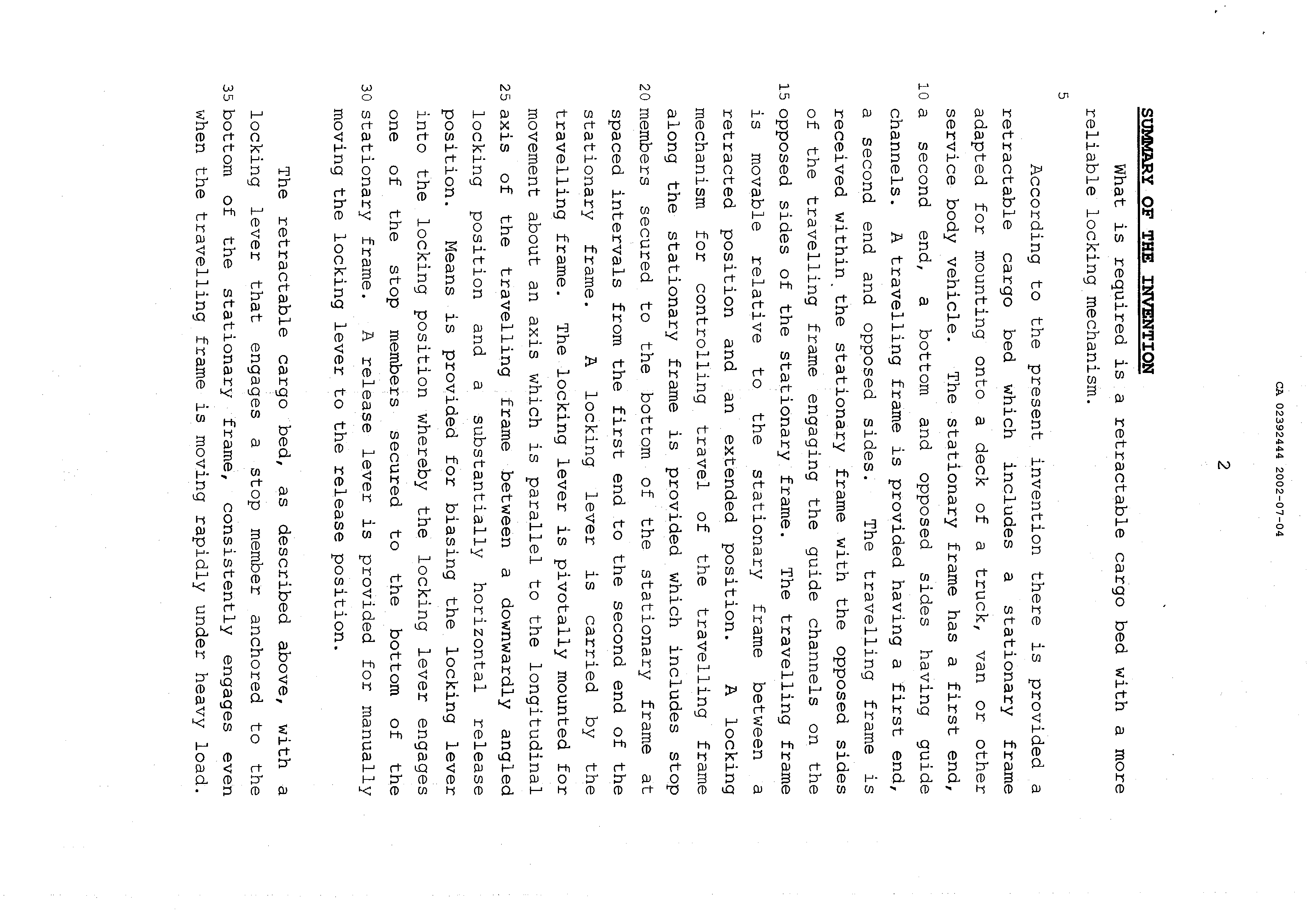 Canadian Patent Document 2392444. Description 20011204. Image 2 of 9