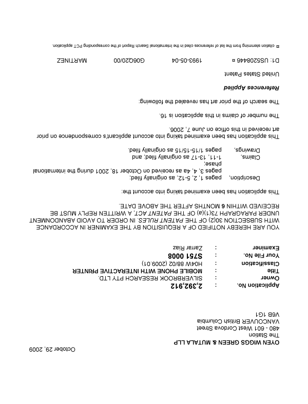 Canadian Patent Document 2392912. Prosecution-Amendment 20091029. Image 1 of 6