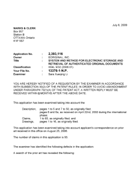 Canadian Patent Document 2393116. Prosecution-Amendment 20090706. Image 1 of 4