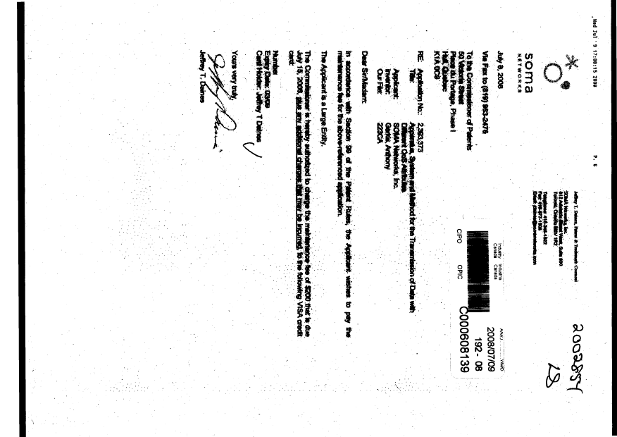 Document de brevet canadien 2393373. Taxes 20080709. Image 1 de 1