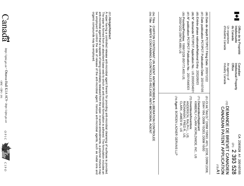 Document de brevet canadien 2393528. Page couverture 20021104. Image 1 de 1