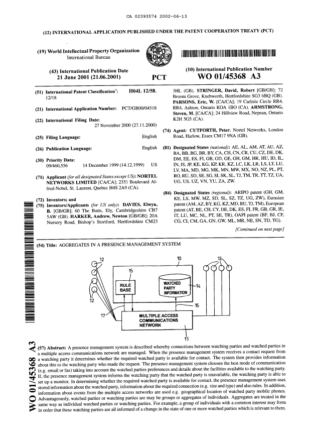 Document de brevet canadien 2393574. Abrégé 20011213. Image 1 de 2