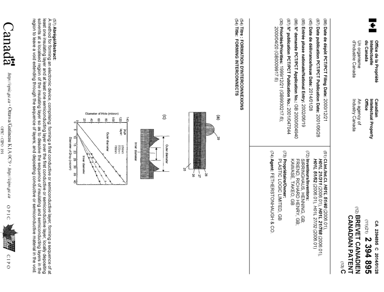 Document de brevet canadien 2394895. Page couverture 20131224. Image 1 de 1